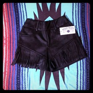 Black Fringe Shorts